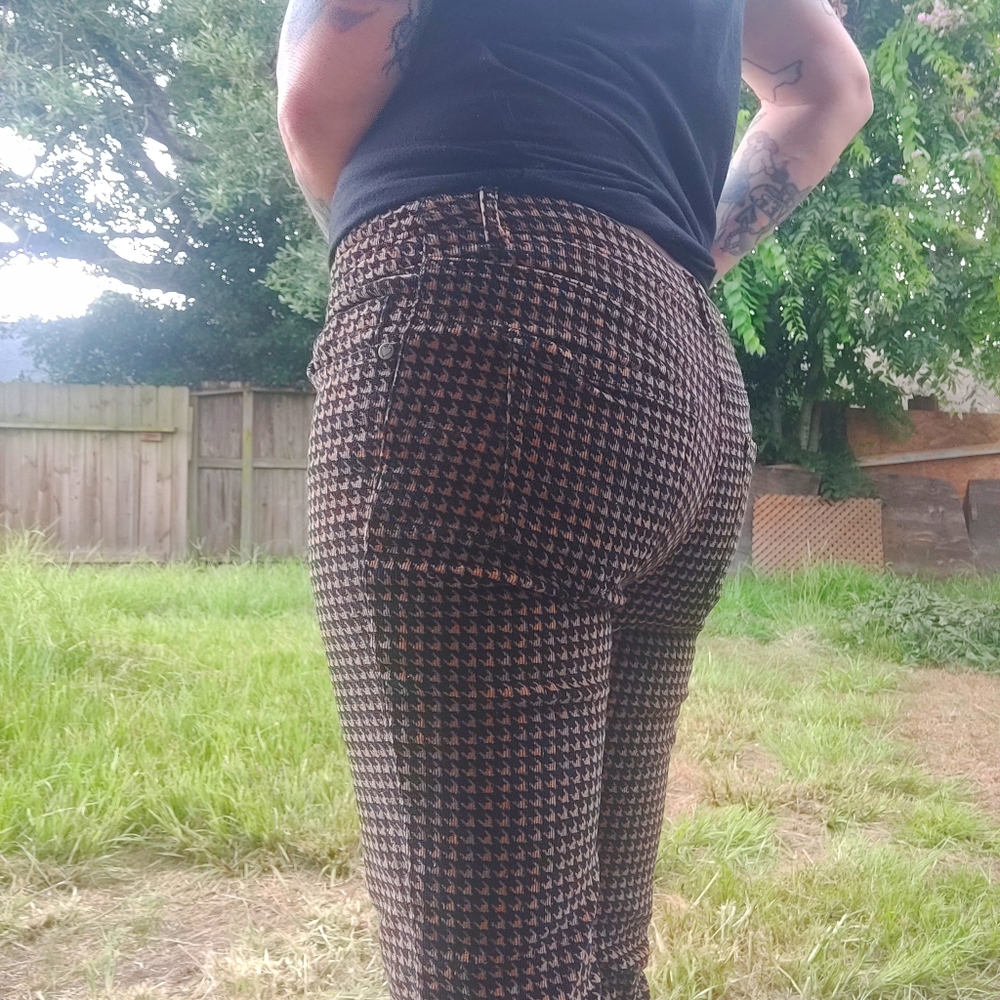 Houndstooth Corduroy Skinny Jeans